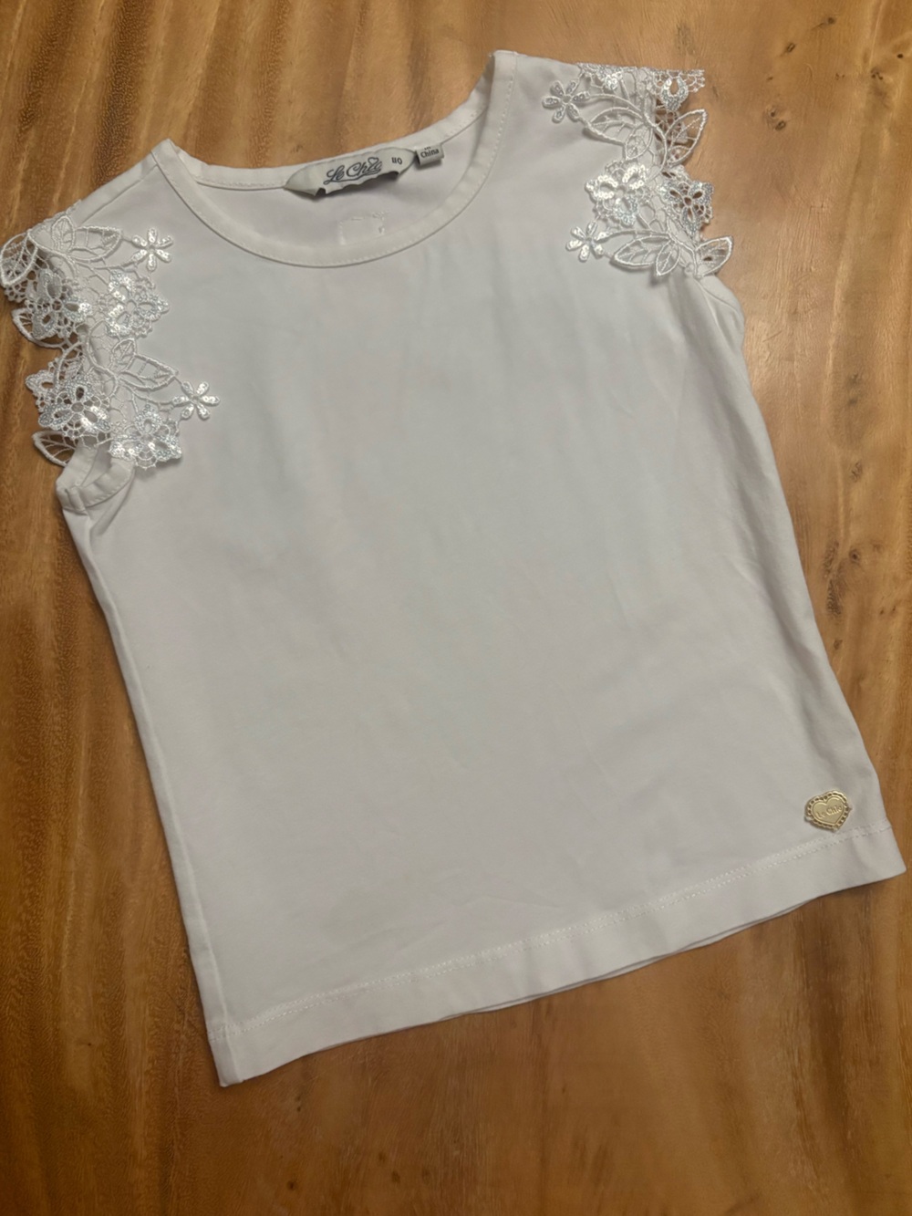 Le Chic 2T White Lace Cap-Sleeve Kids Top